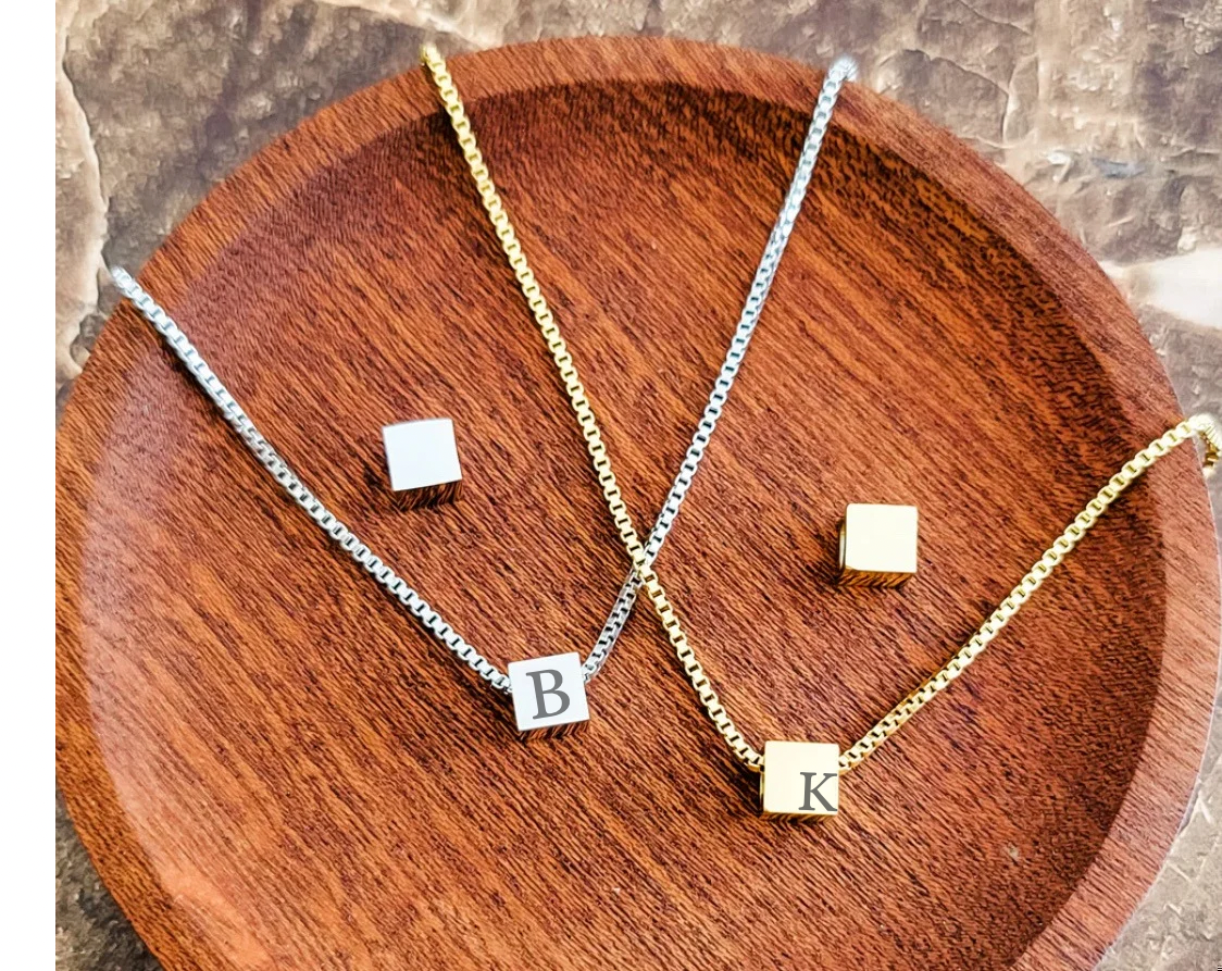 Tiny Square Charm Necklace