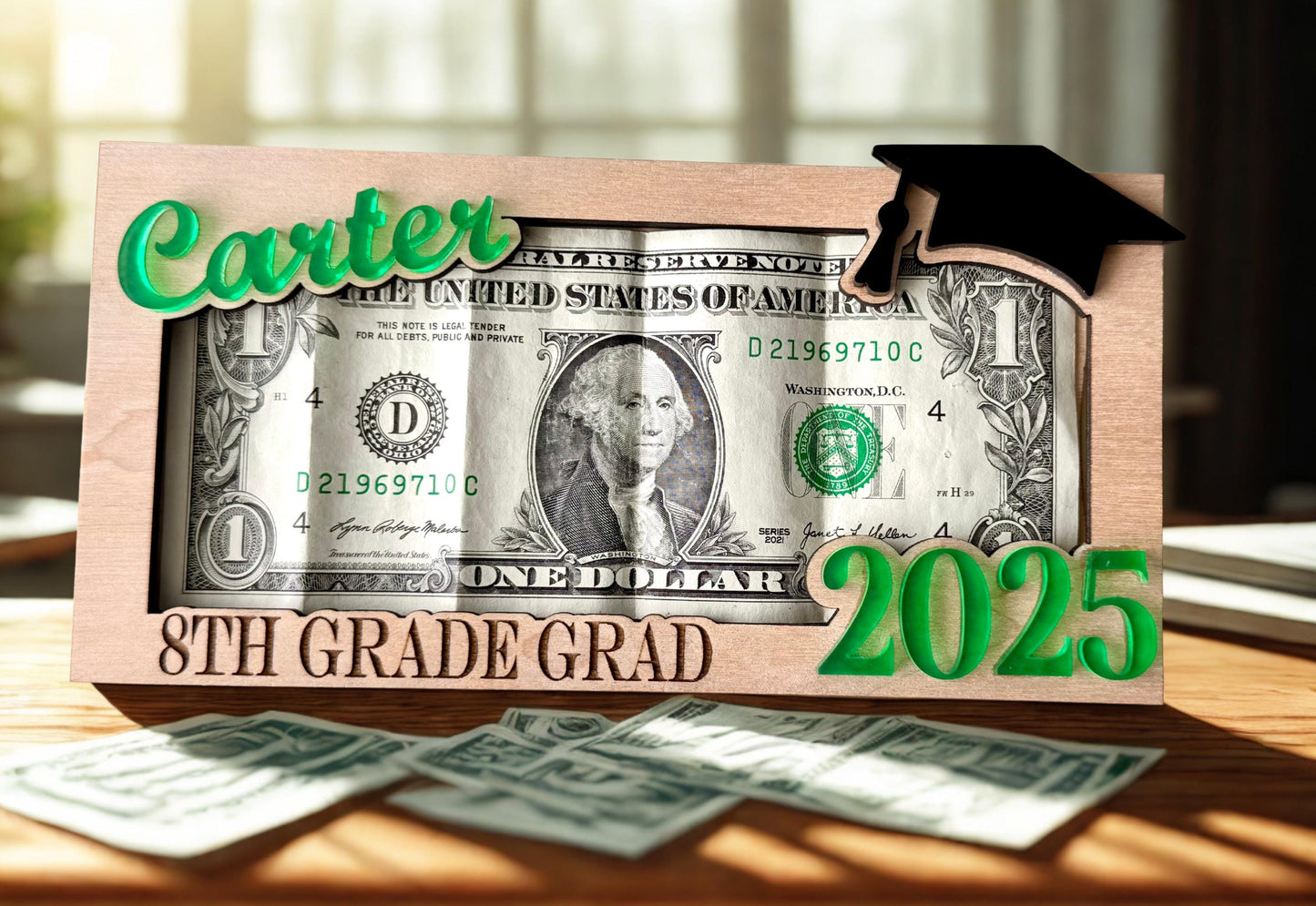 Personalized Graduation Money Holder | Custom Wood & Acrylic Gift