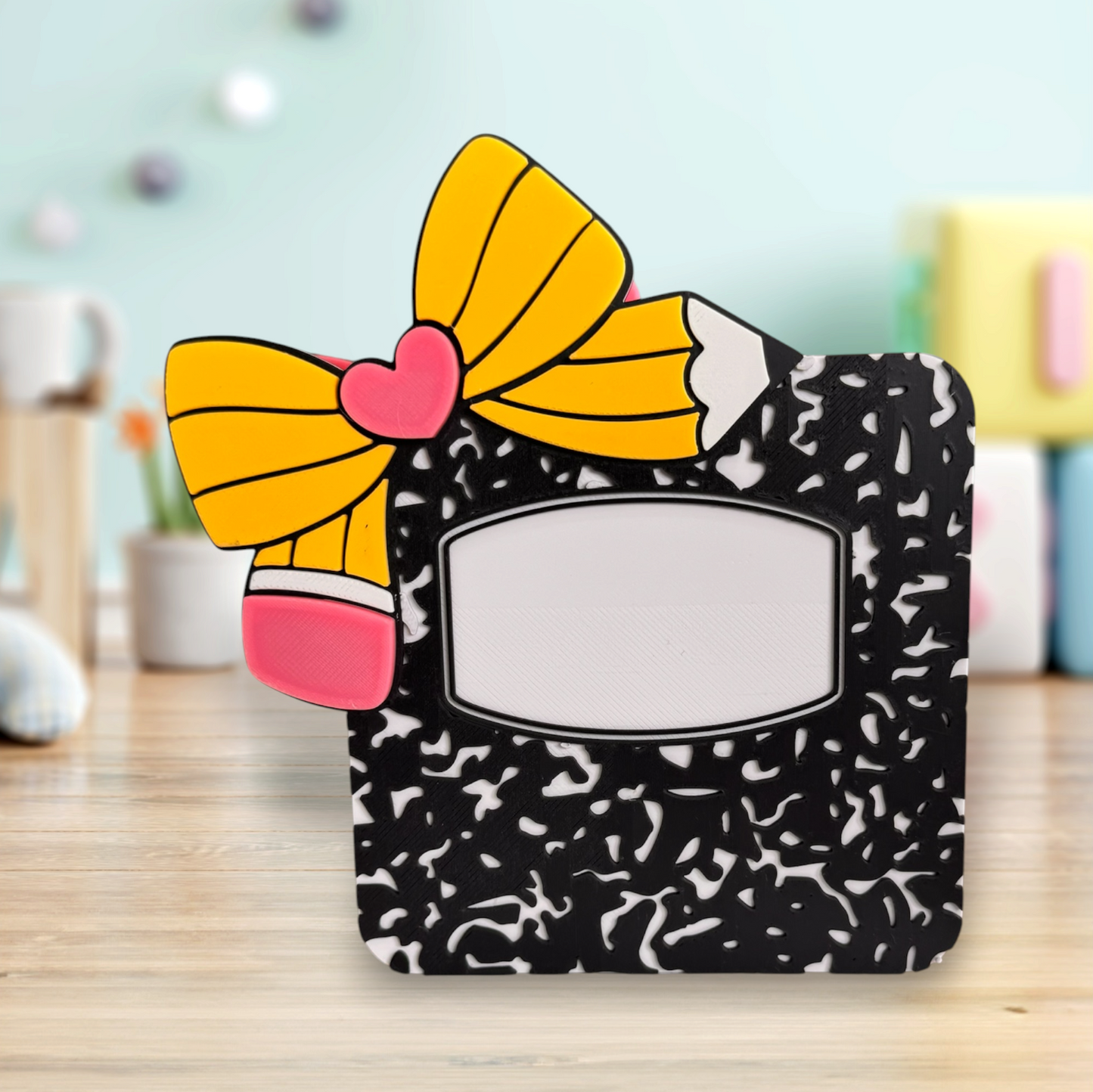 Bow Composition Book Pencil Holder