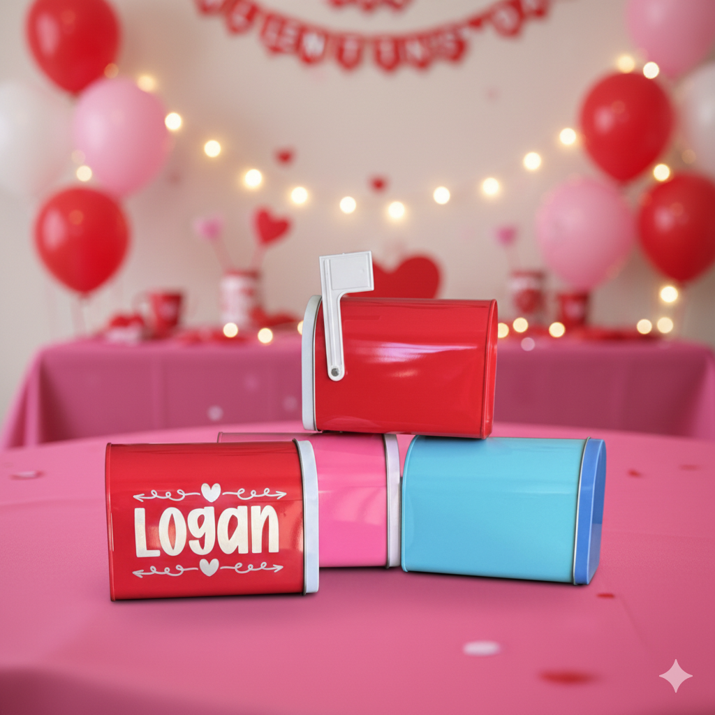 Personalized Valentine's Day Tin Mailbox for Kids, Valentine's Cards, Valentine's Day Gifts for Kids, Valentine Party Favors, Custom Gift