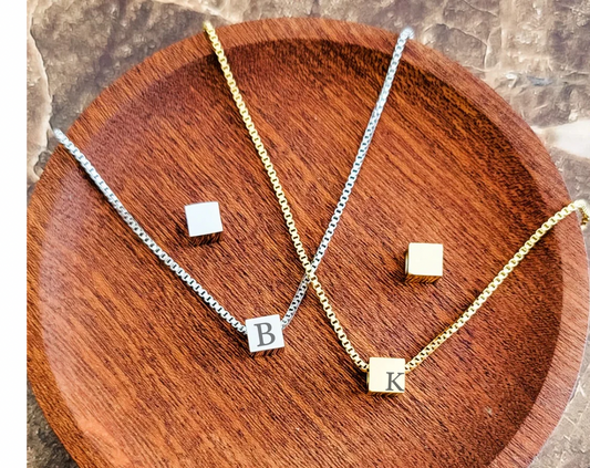 Tiny Square Charm Necklace