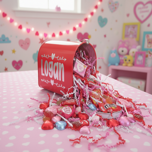 Personalized Valentine's Day Tin Mailbox for Kids, Valentine's Cards, Valentine's Day Gifts for Kids, Valentine Party Favors, Custom Gift
