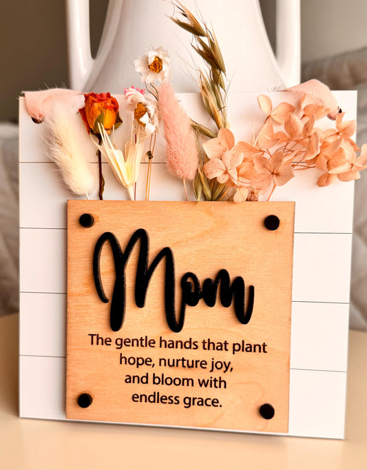 Handmade Mother's Day Sign – Birch Wood, Dried Florals